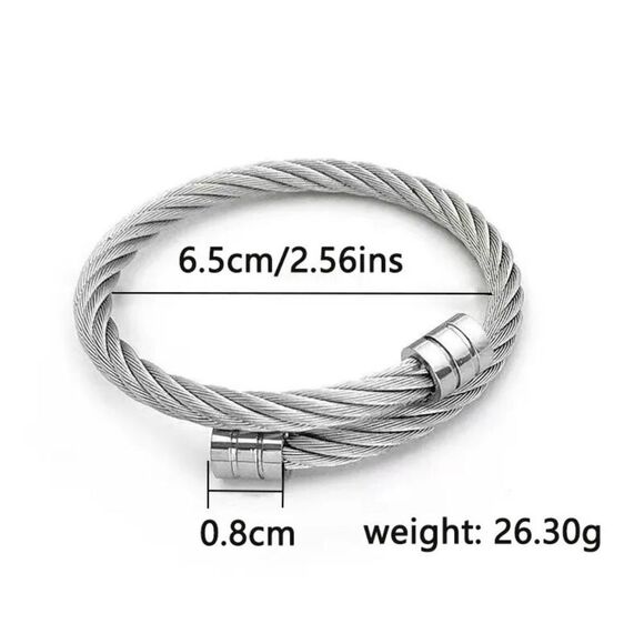 Titanium Steel Twist Wire Rope Winding Men’s Bracelet Cable Bracelet - Picture 4 of 4